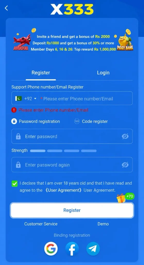X333 Game APK Fast and Simple Registration Process