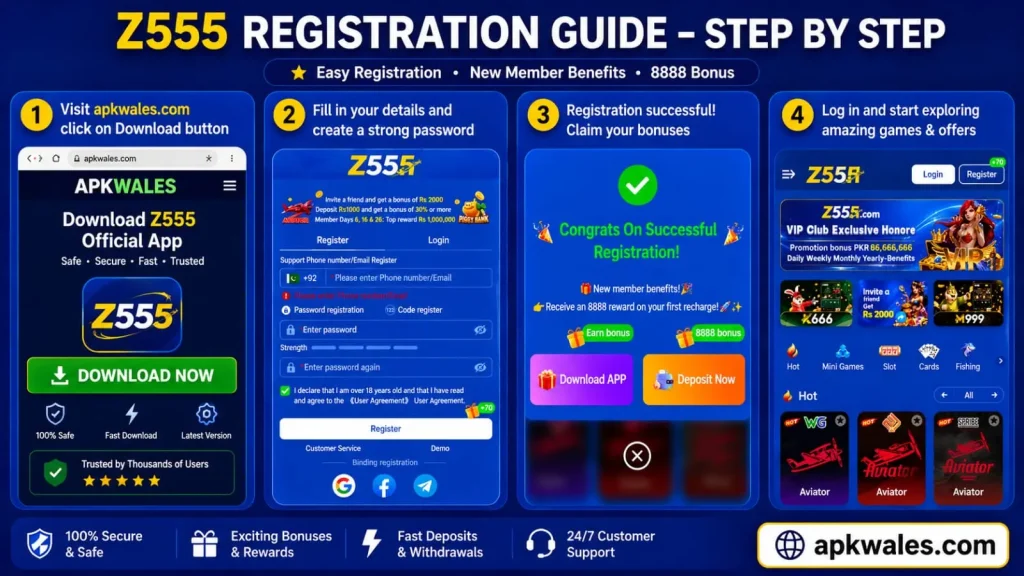 Z555 Game registration steps