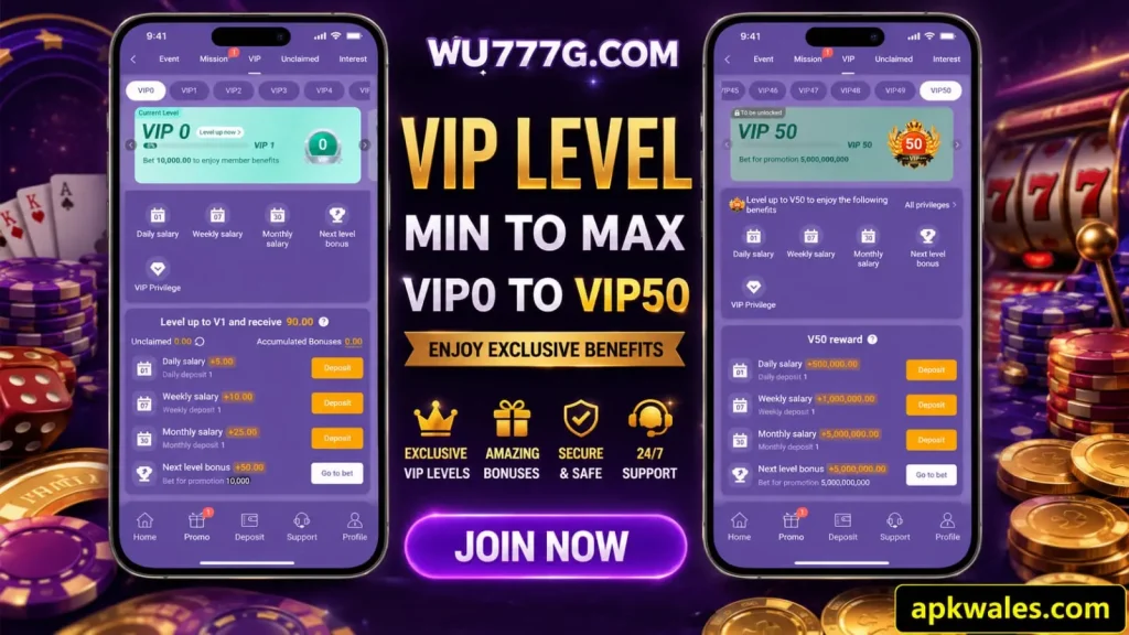 WU777 Game VIP0-VIP50 a way for daily income