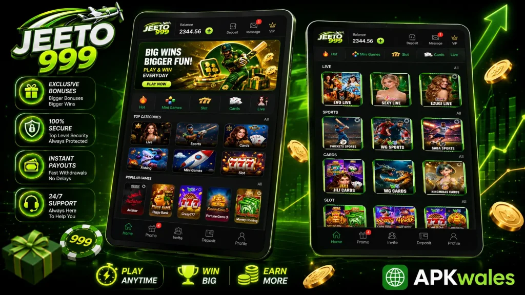 Jeeto999 game APK banner image for Android users