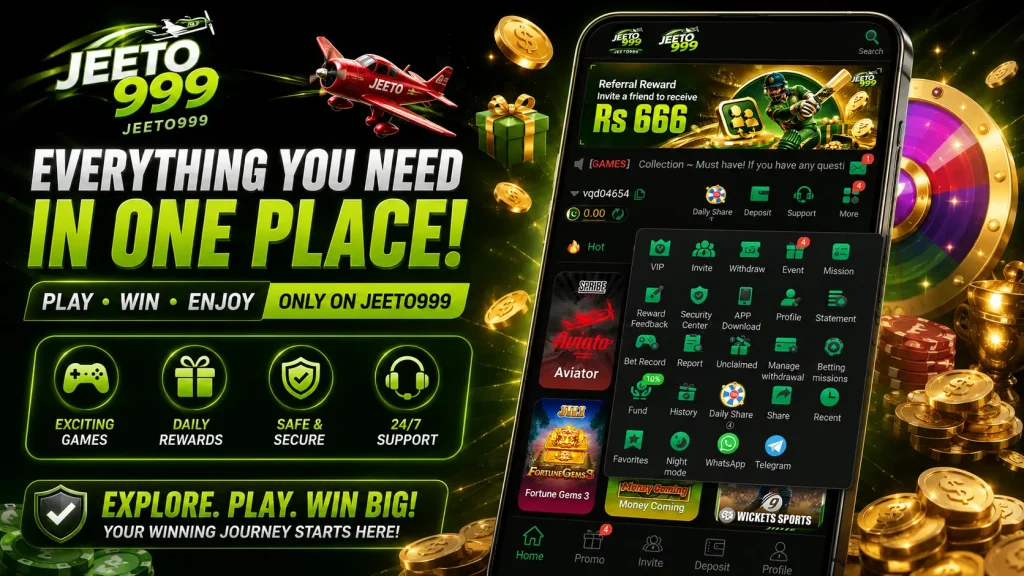 Jeeto999 game home interface for Android and IOS users
