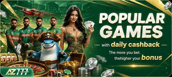 AZ777 game cash back popular games interface