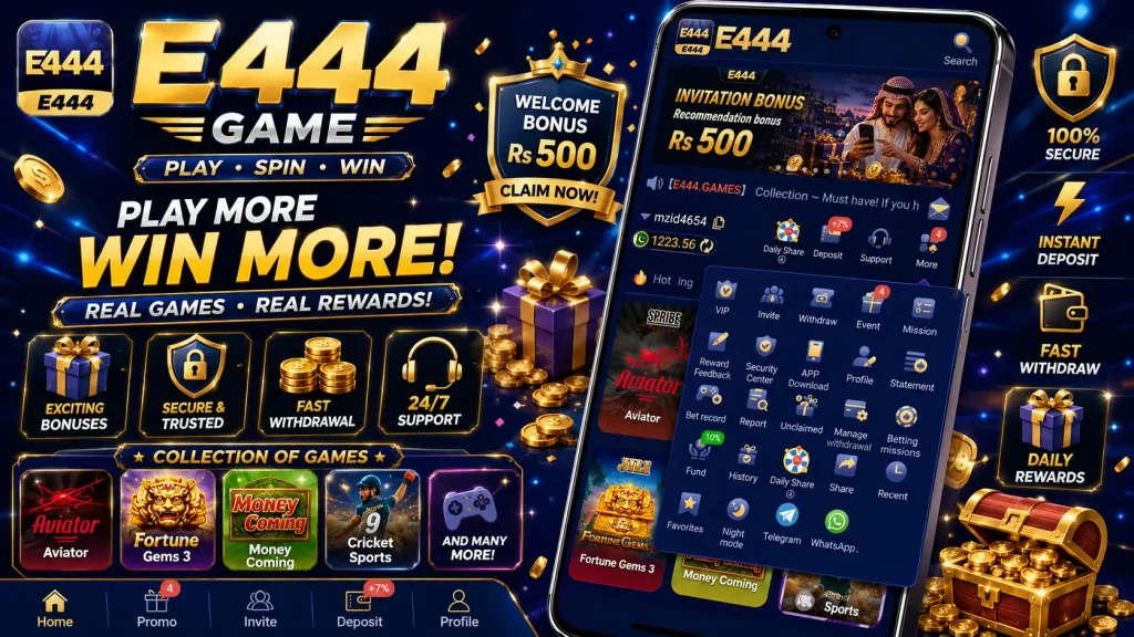 E444 game home page interface